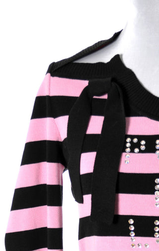 Rare Vintage Sonia Rykiel pink striped Pull De Luxe sweater top - Dressing Vintage
