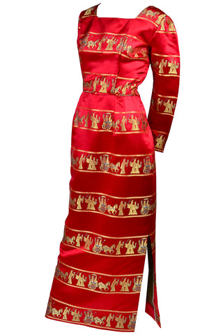 1960s Red Satin Vintage Dress