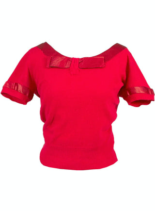 Dorine Liebert Red 1950s Cashmere Vintage Sweater - Dressing Vintage