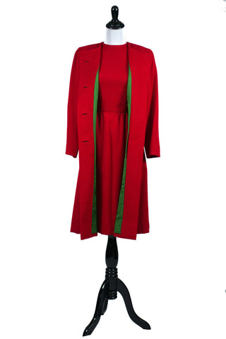 Vintage Red Sheath Dress and Matching Coat
