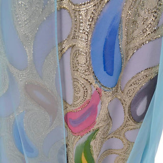 Detail of the pastel painted paisleys on this 1960's Rose Taft dress