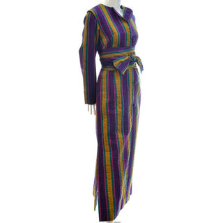 Striped Quilted 1970's Caftan
