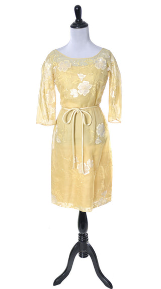 Samuel Winston Roxanne vintage yellow organza dress 38 B - Dressing Vintage
