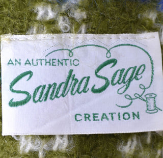 1950's Sandra Sage Vintage Coat Green Plaid Wool - Dressing Vintage