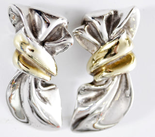 1980s Designer Signed Vintage Earrings Sterling Silver Lost Wax Casting - Dressing Vintage