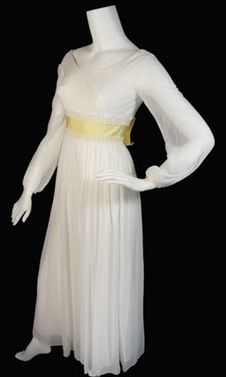 White silk chiffon vintage dress 1960's palazzo pants