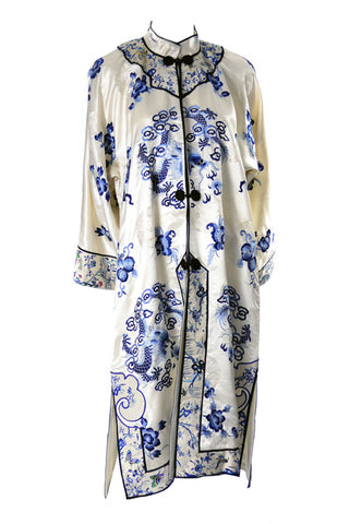 Chinese Vintage Robe Silk Birds & Butterflies - Dressing Vintage