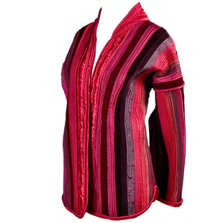 Red Purple & Pink Vintage Boutique Quilted Satin Velvet Jacket