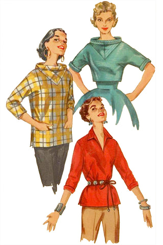 Simplicity 1464 Overshirt Blouse Vintage 1955 Sewing Pattern
