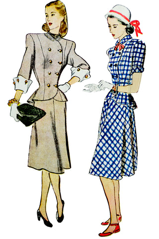 1946 Simplicity 1866 Two Piece Dress Vintage Sewing Pattern