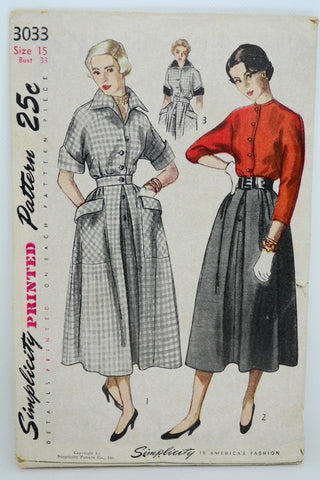 1949 Simplicity 3033 Blouses and Skirts Vintage Sewing Pattern