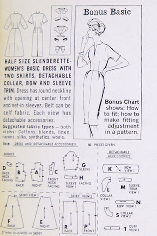 Uncut 1959 Simplicity 3118 Sewing Pattern  Vintage Dress Slim & Full Skirts