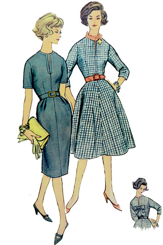 Uncut 1959 Simplicity 3118 Vintage Dress Sewing Pattern w Slim & Full Skirts