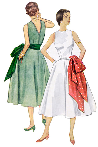 1953 Vintage Simplicity 4286 Dress & Sash Sewing Pattern