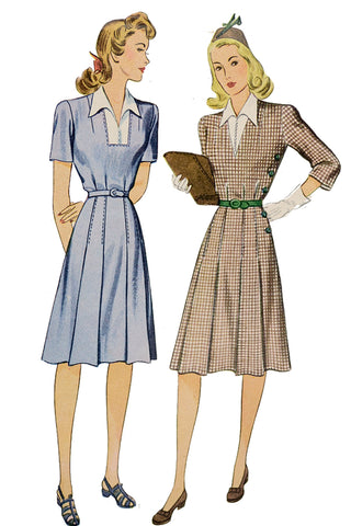 WWII Era Simplicity 4312 Vintage 1940s Dress Sewing Pattern 