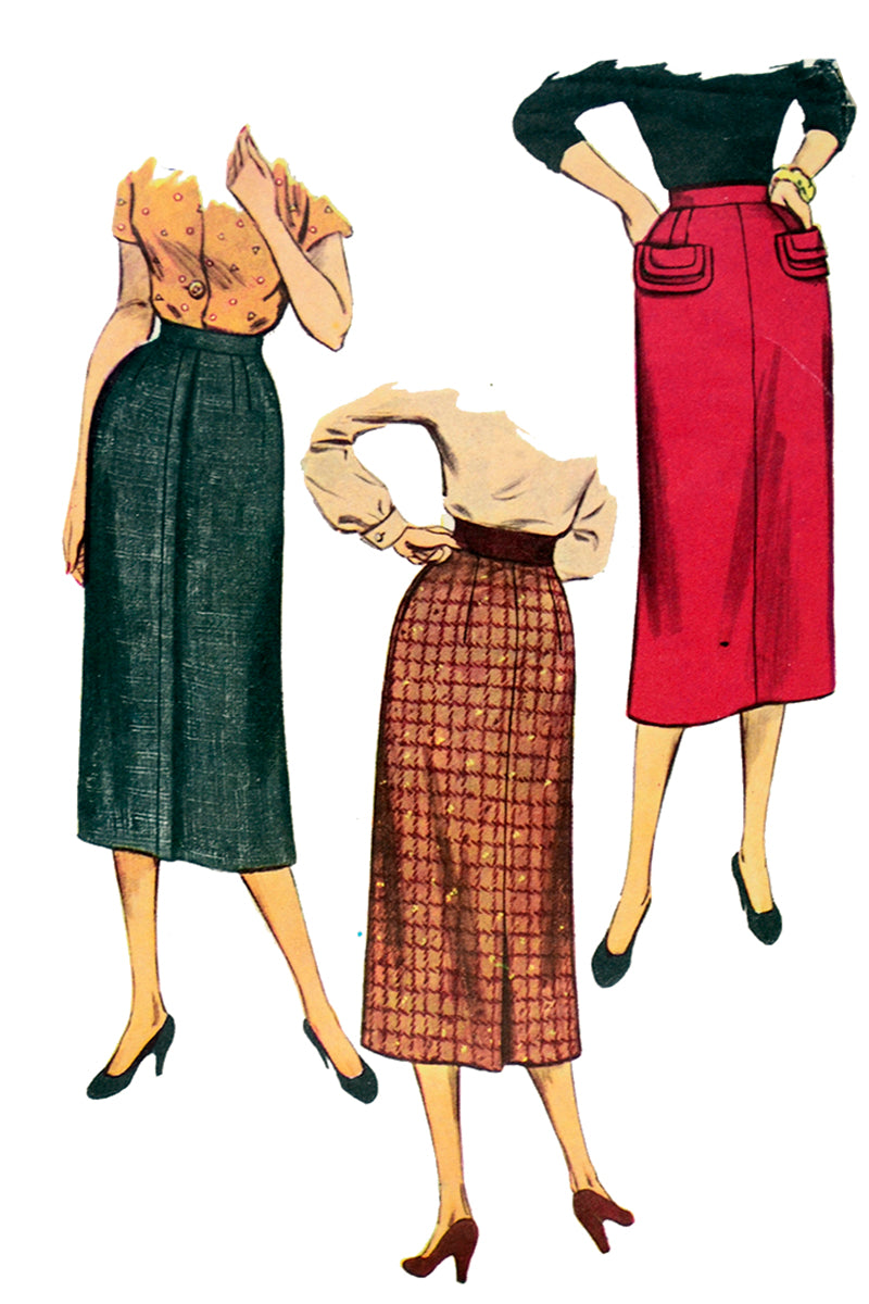 1953 Vintage Simplicity 4491 Slim Skirt Sewing Pattern – Modig