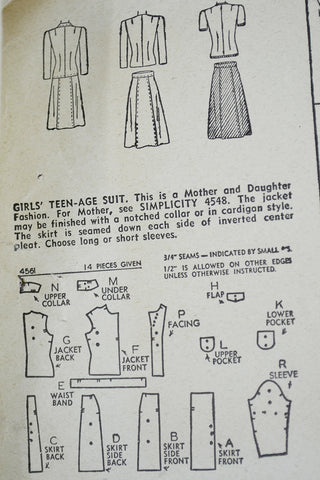1940s Simplicity 4561 vintage teen girl sewing pattern