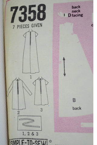 1967 Simplicity 7358 Tent Dress Vintage muumuu Sewing Pattern