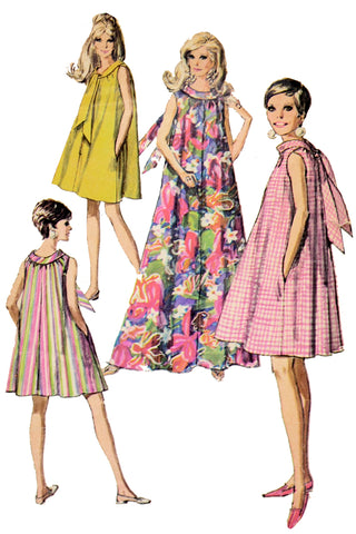 1968 Simplicity 7651 Vintage Muu Muu Dress Sewing Pattern