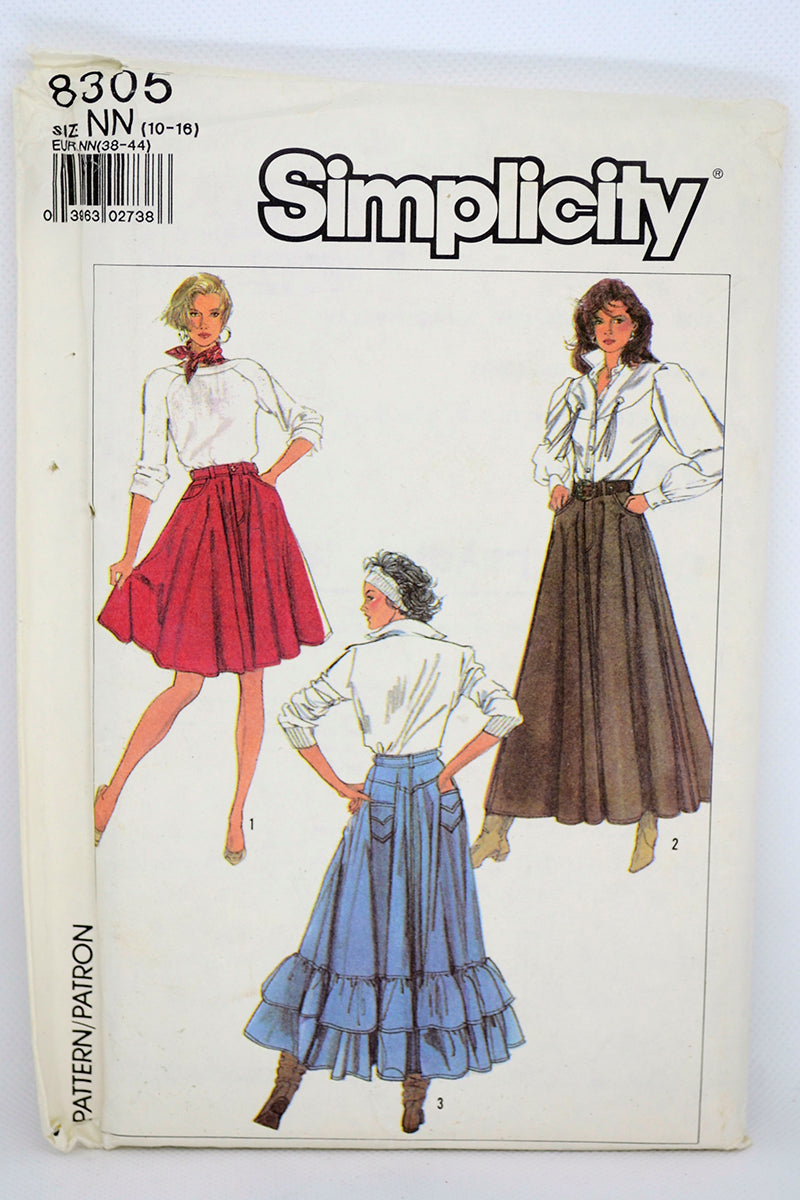 Uncut Simplicity 8305 Western Full Circle Skirt Vintage 1980s