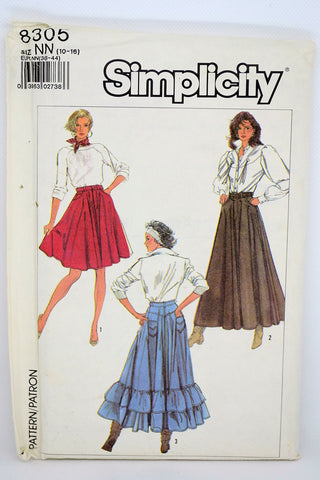 Uncut 1980s Simplicity 8305 Western Full Circle Skirt Vintage Sewing Pattern Ruffle