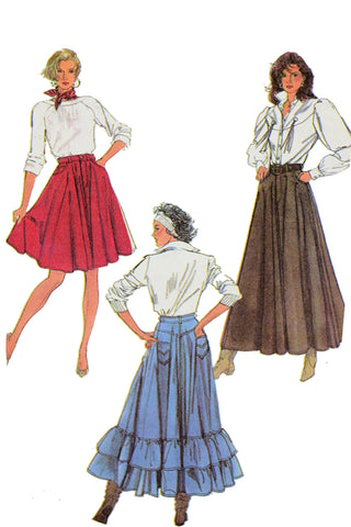 Uncut 1980s Simplicity 8305 Western Full Circle Skirt Vintage Sewing Pattern