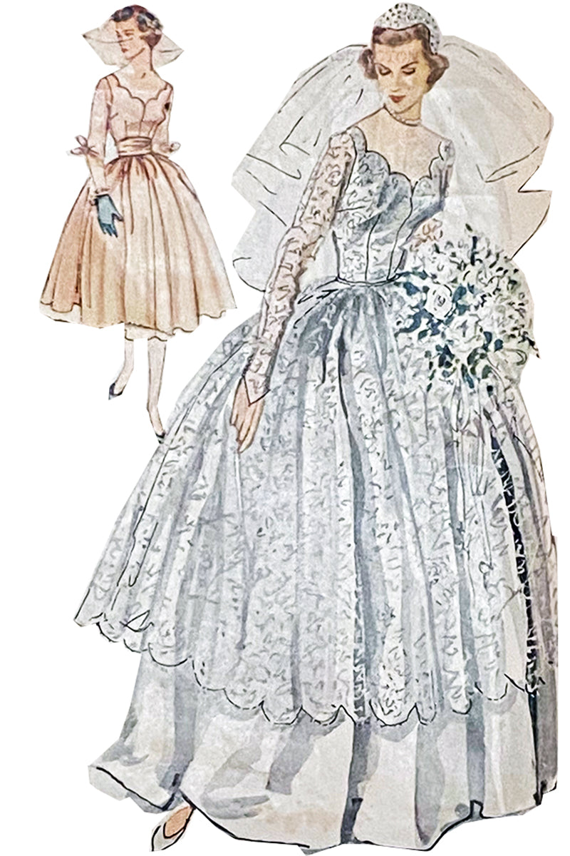 1950s Simplicity 8425 Vintage Wedding Gown & Bridesmaid Dress Pattern Modig 1950s Simplicity 8425 Vintage Wedding Gown & Bridesmaid Dress Pattern Modig
