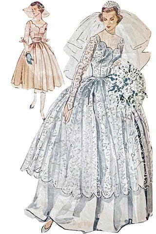 1950s Simplicity 8425 Vintage Wedding Gown & Bridesmaid Dress Pattern 