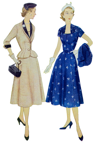 Simplicity 8461 Vintage Dress & Jacket Sewing Pattern from 1951