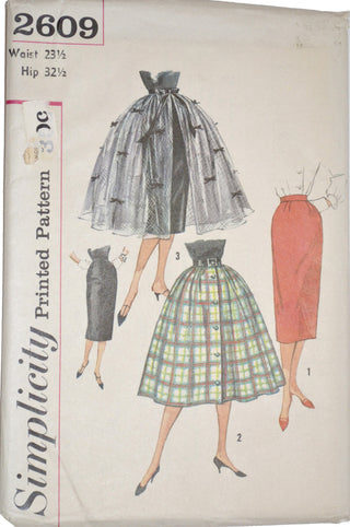 Uncut Simplicity 2609 vintage skirt pattern 1950s - Dressing Vintage