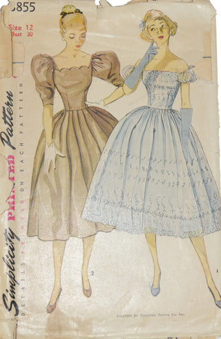 Simplicity 3855 1950s dress pattern Bridesmaids 30B - Dressing Vintage