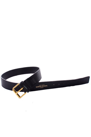 Sonia Rykiel black leather vintage belt with gold lettering