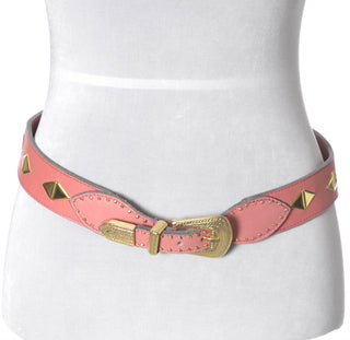 Sonia Rykiel Paris Pink Leather vintage belt 1980's - Dressing Vintage