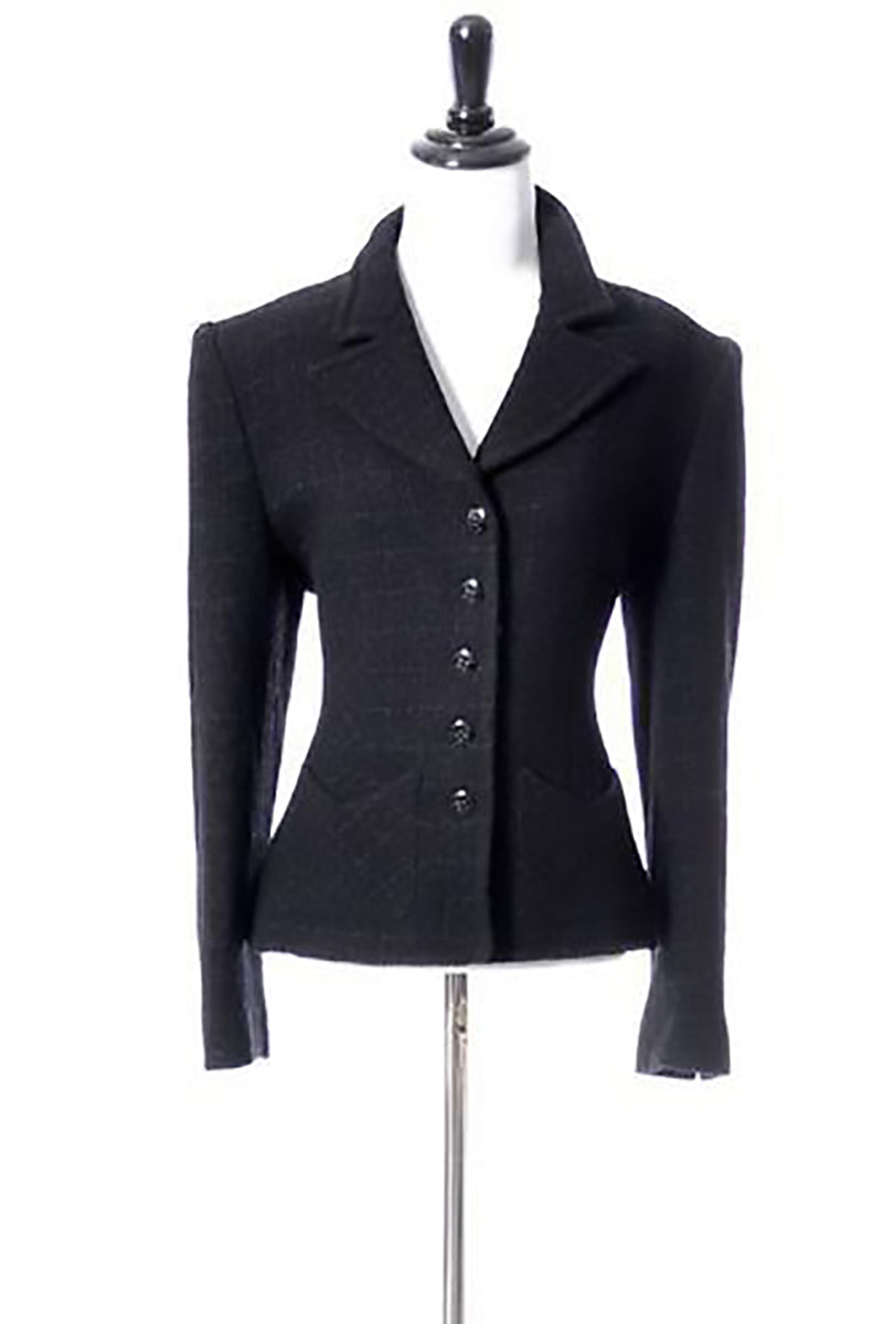 Sonia Rykiel Paris Vintage Windowpane Plaid Wool Blend Blazer Jacket