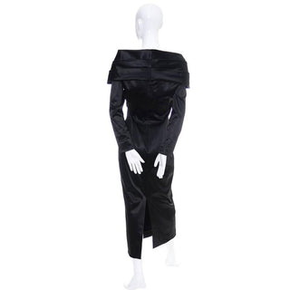 1990's avant garde Sophie Sitbon black tie cocktail dress with large shawl collar