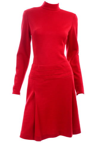 1990s State of Claude Montana Red Wool Knit Dress