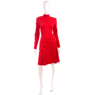 Vintage 1990s State of Claude Montana Red Wool Knit Dress
