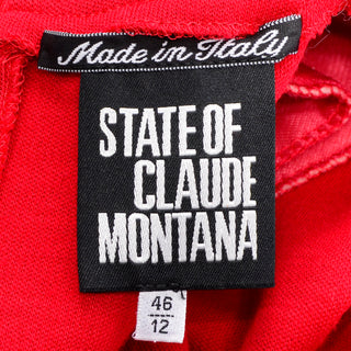 1990s State of Claude Montana Red Wool Knit Dress 8/10