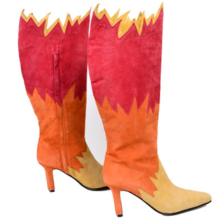 Orange Red Flame Vintage Boots
