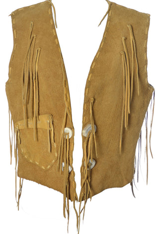 1970s Vintage Suede Vest with Fringe Western Boho Hippie Chic - Dressing Vintage
