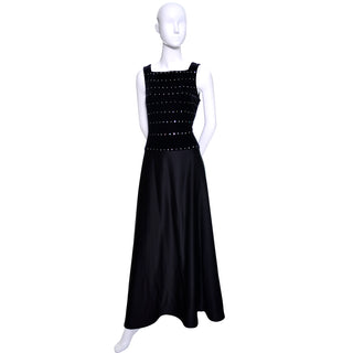 1990s Black Tadashi Vintage Evening Gown Dress
