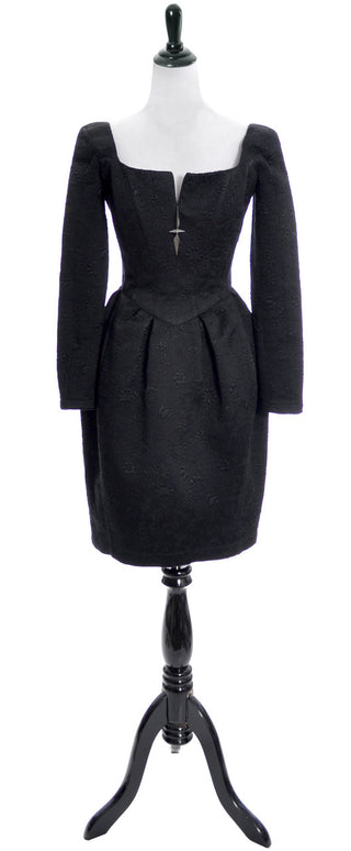 1980's Thierry Mugler Paris Vintage Black Dress Made in France - Dressing Vintage