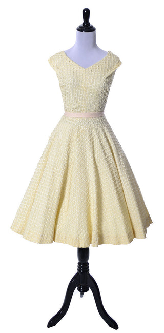 Tiana Pittelle vintage 1950s yellow ribbon dress Large - Dressing Vintage