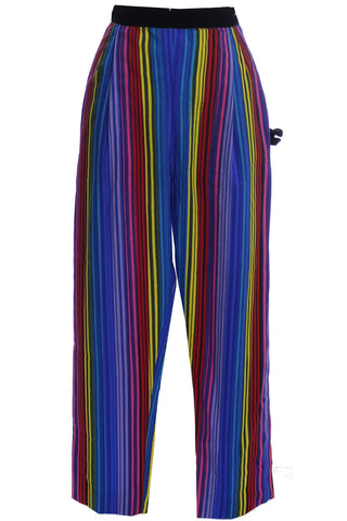 1950s Deadstock Tina Leser Striped Silk Vintage Pants Velvet Trim with Tags - Dressing Vintage