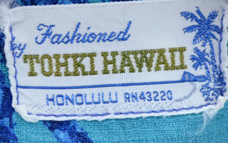 Blue Tropical Floral Hawaiian Vintage Dress Tohki Honolulu - Dressing Vintage