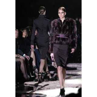 Documented 2004 Tom Ford Gucci Deadstock Plum Brown Runway Skirt