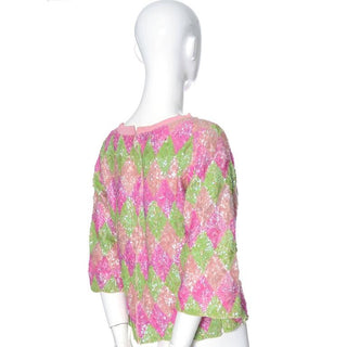 Pink and green 1960's sequin sweater