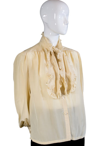 Silk vintage Loewe blouse with ruffled sash SOLD - Dressing Vintage