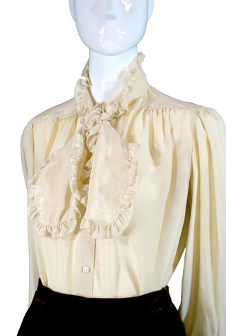 Silk vintage Loewe blouse with ruffled sash SOLD - Dressing Vintage