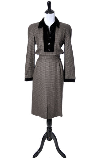 AS NEW Valentino Boutique vintage checked wool designer dress - Dressing Vintage